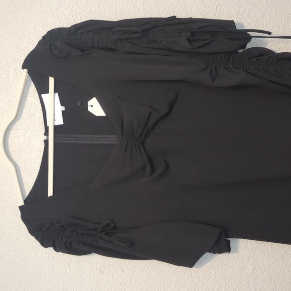 Rodarte x Universal Standard short ruched sleeve black midi sheath dress - Picture 5 of 13